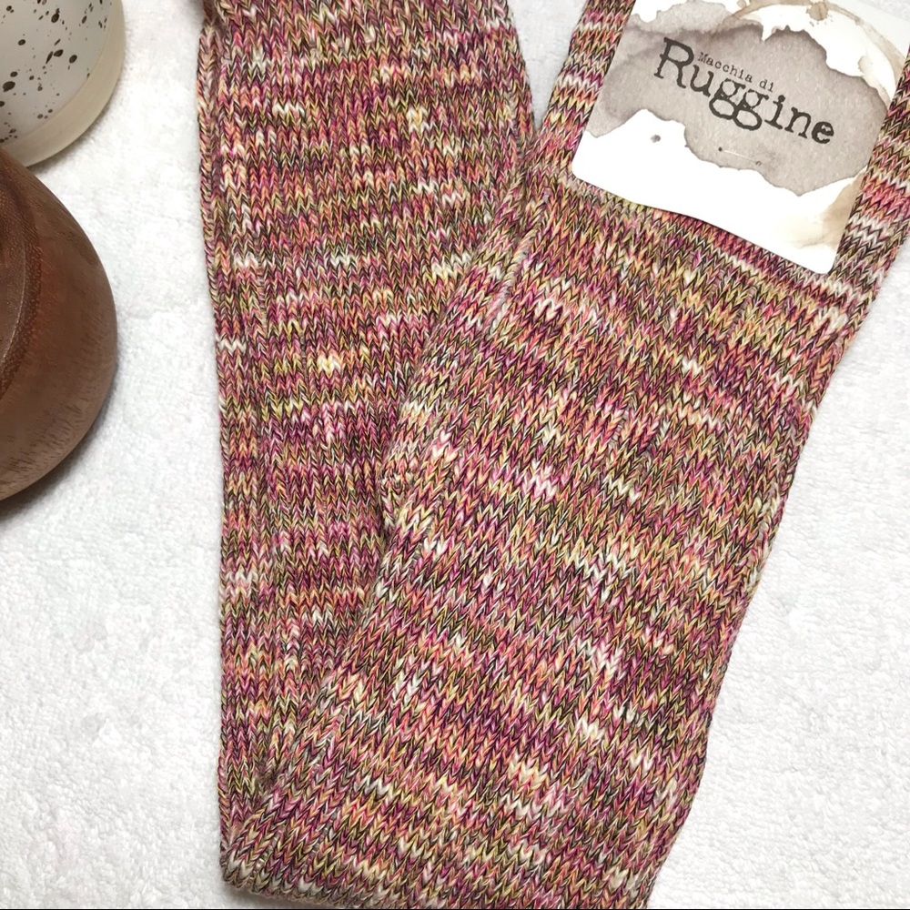 2 PAIRS Multicolored Ribbed Over the Knee Socks with Lace Top - Picture 9 of 10